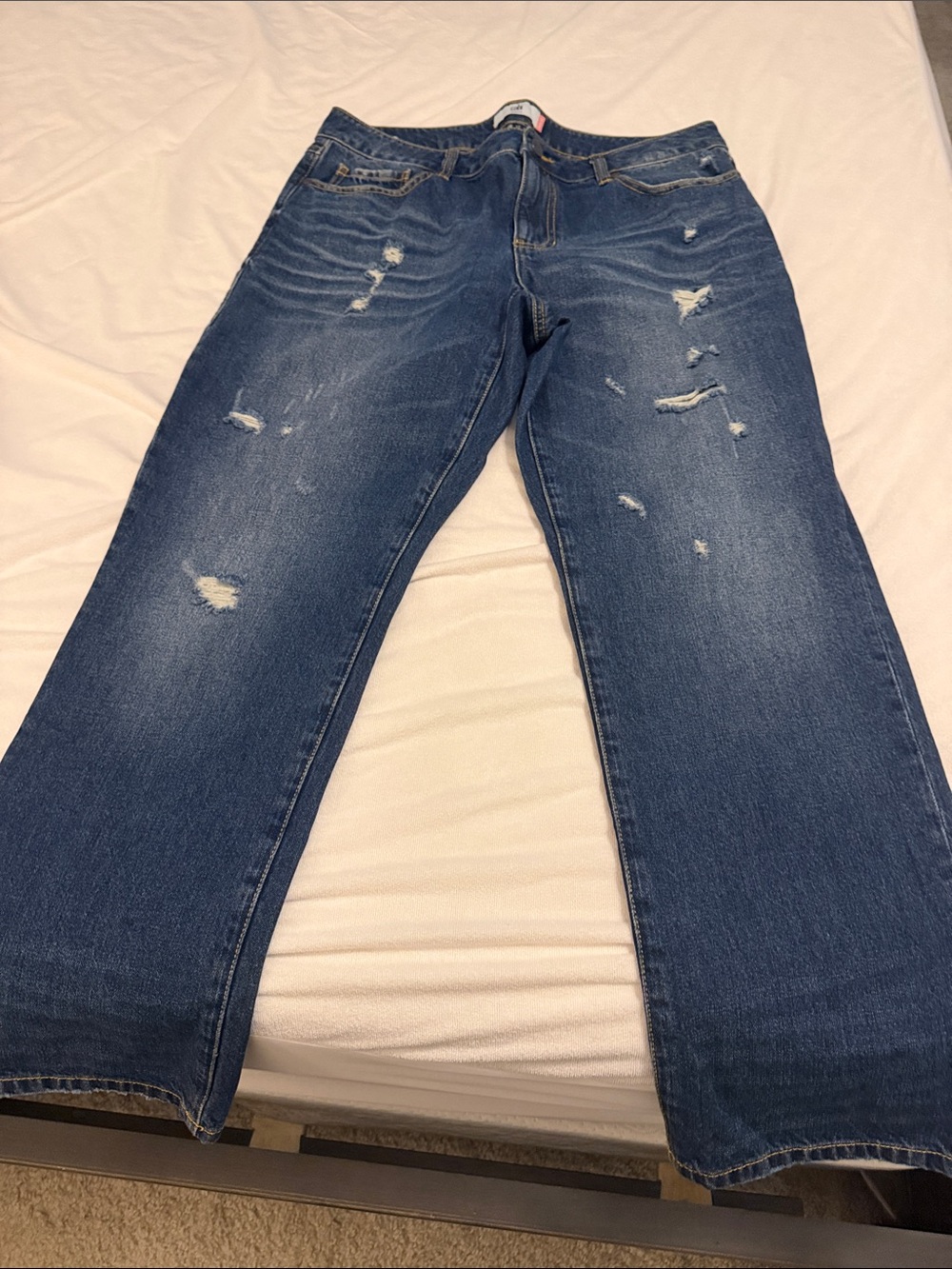 CAbi Women's Straight Distressed Blue Jeans